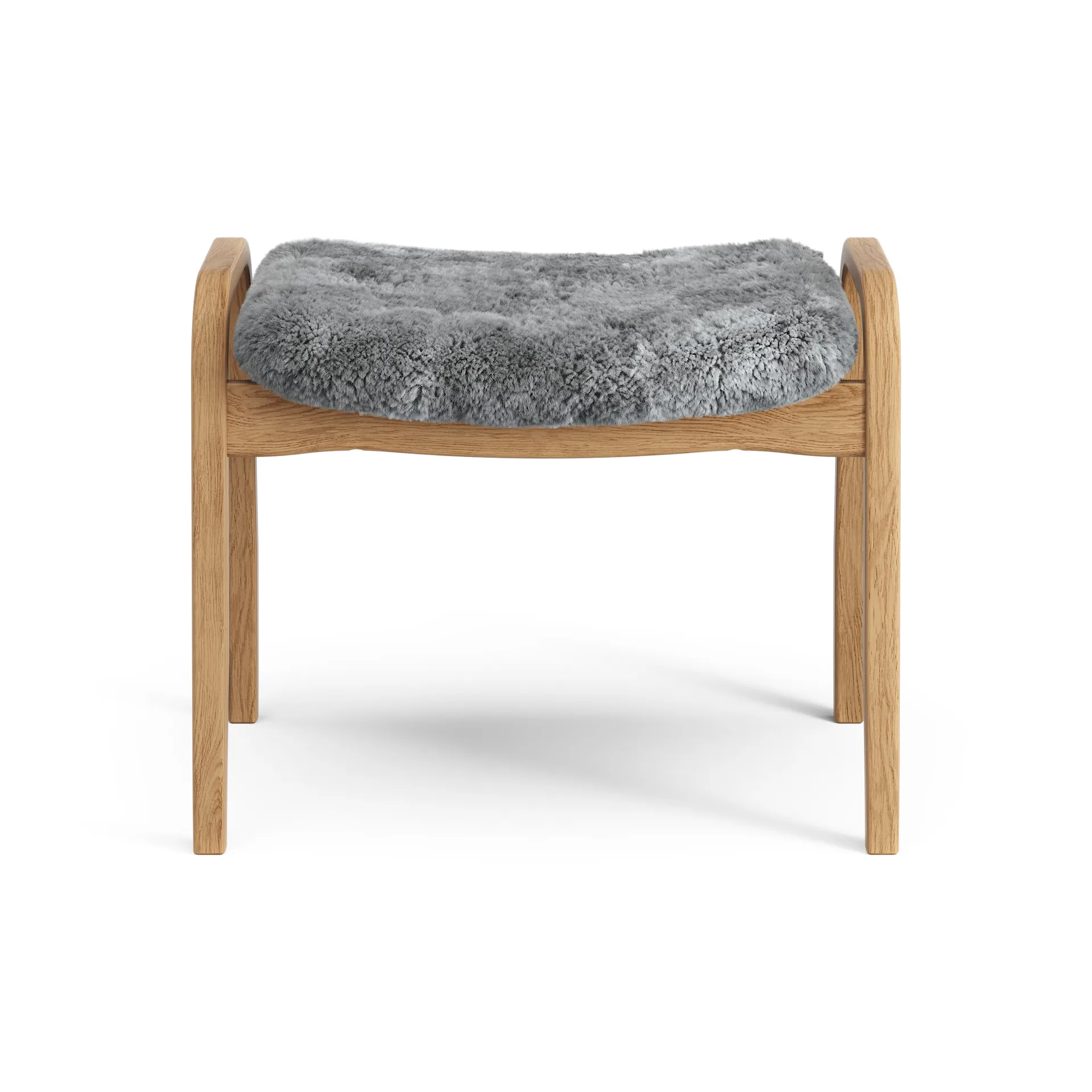 Lamino voetenbankje Eik geolied/schapenvacht, Scandinavian Grey (grijs) Swedese