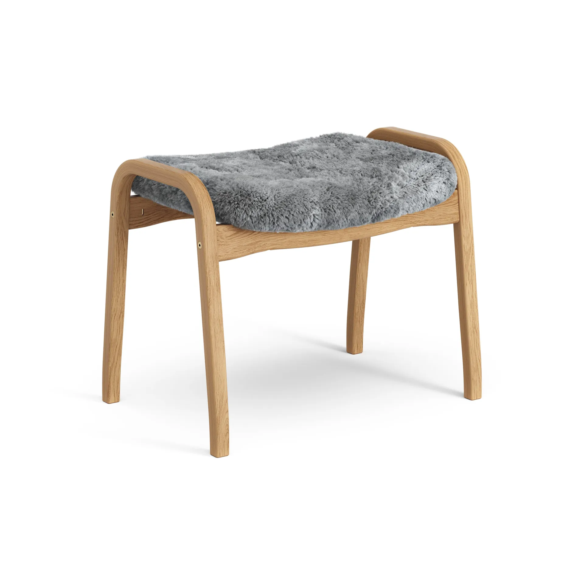 Lamino voetenbankje Eik geolied/schapenvacht, Scandinavian Grey (grijs) Swedese