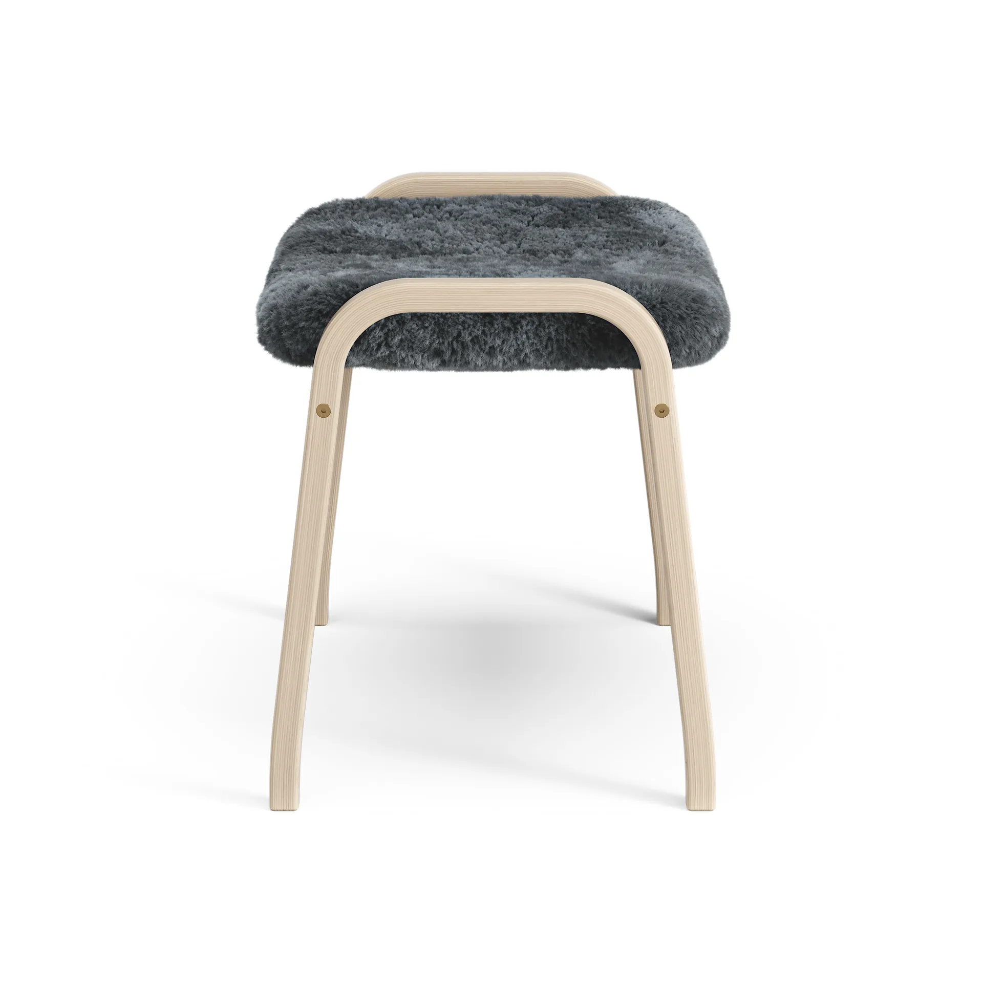 Lamino voetenbankje Eik wit gepigmenteerd / schapenvacht, Charcoal (donkergrijs) Swedese