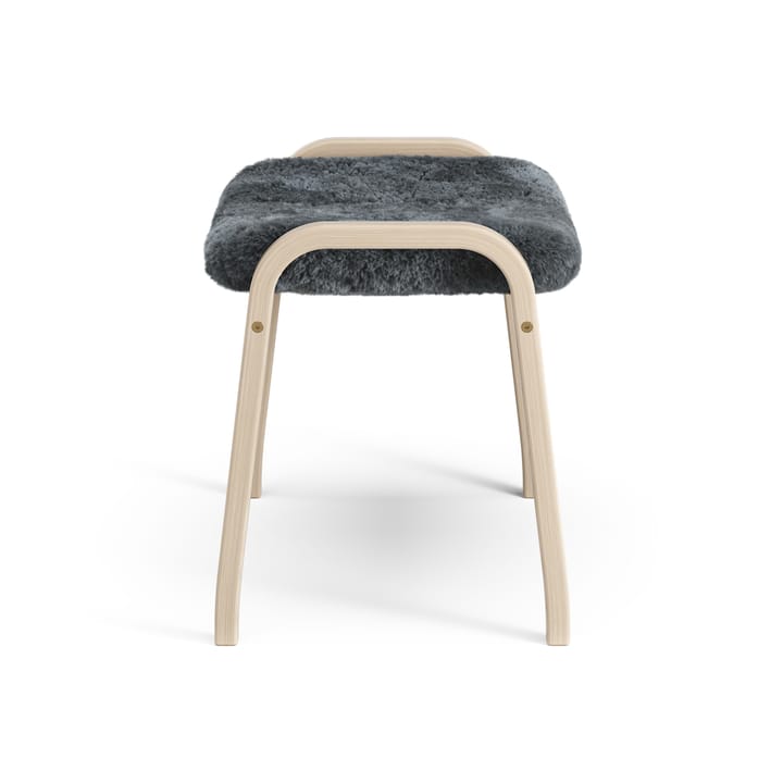 Lamino voetenbankje Eik wit gepigmenteerd / schapenvacht, Charcoal (donkergrijs) Swedese