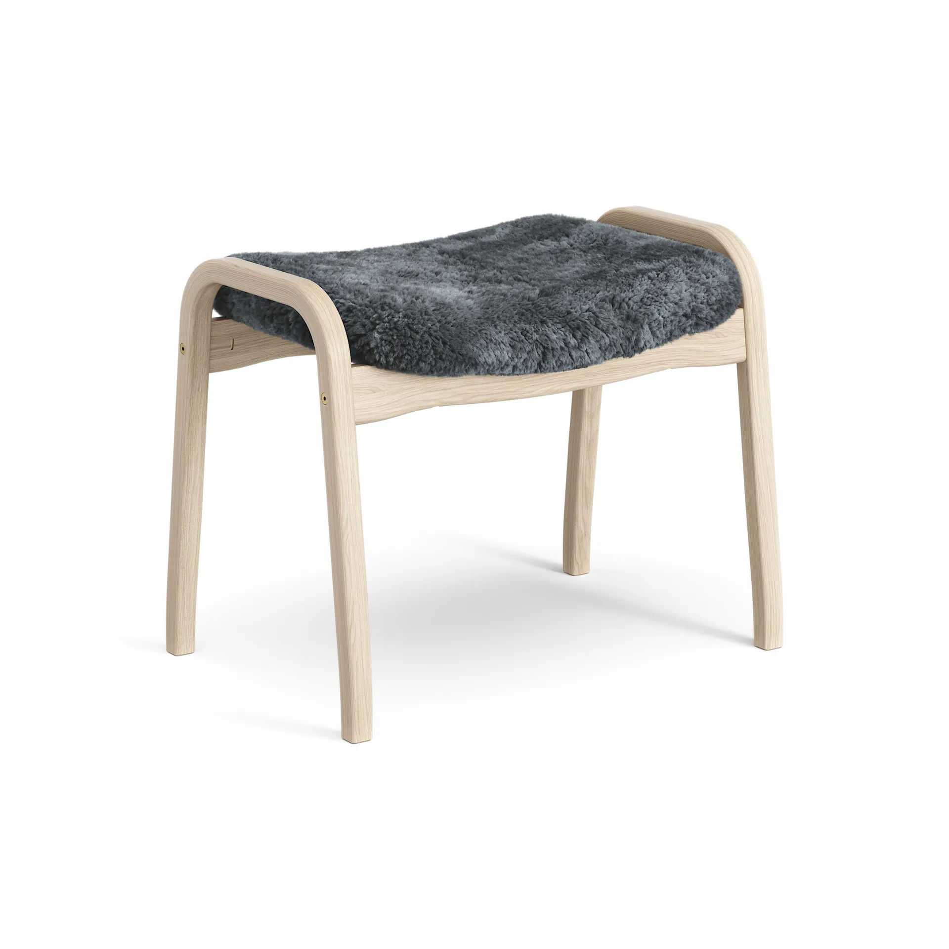 Lamino voetenbankje Eik wit gepigmenteerd / schapenvacht, Charcoal (donkergrijs) Swedese