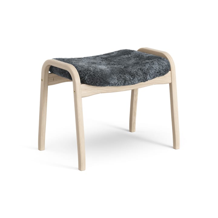 Lamino voetenbankje Eik wit gepigmenteerd / schapenvacht, Charcoal (donkergrijs) Swedese