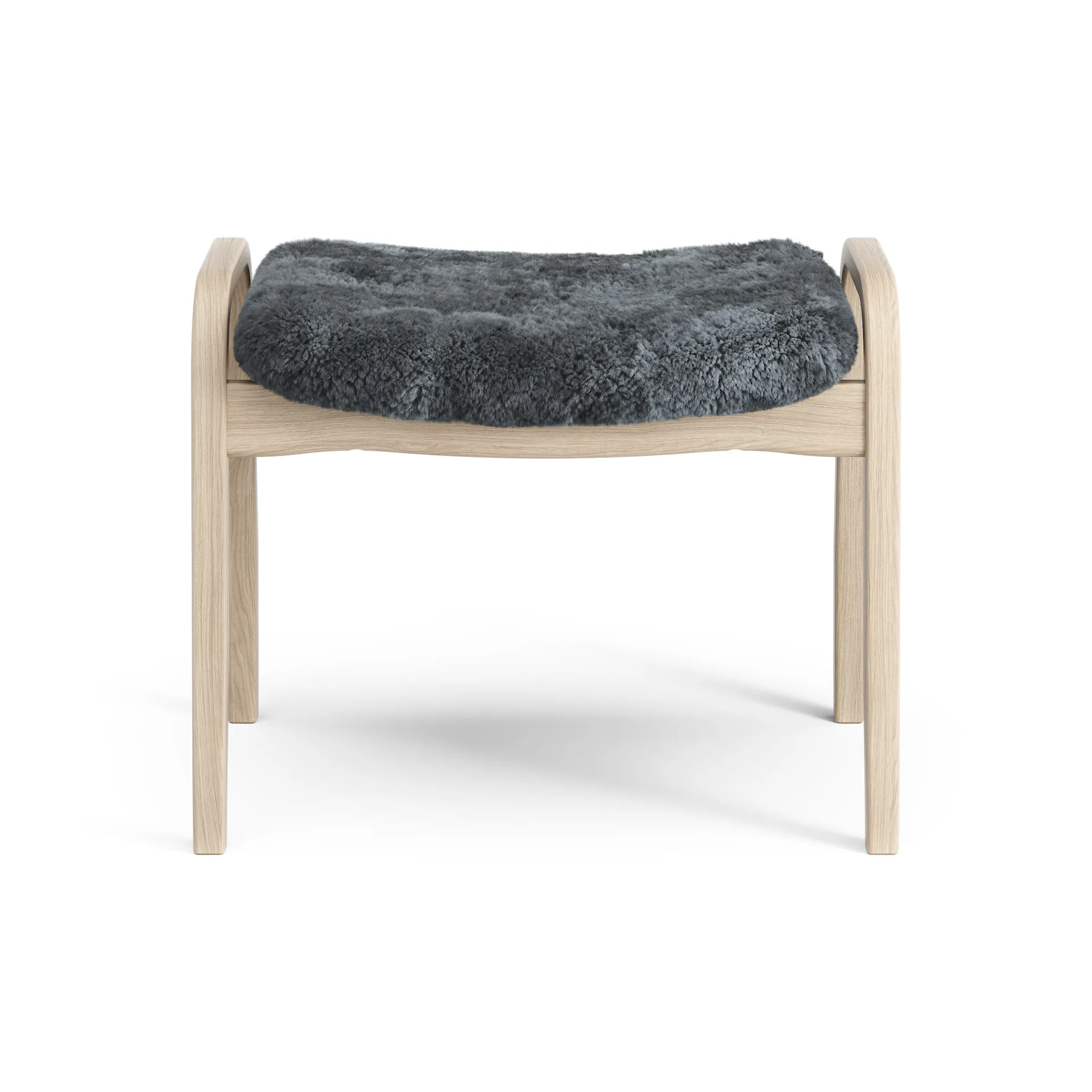 Lamino voetenbankje Eik wit gepigmenteerd / schapenvacht, Charcoal (donkergrijs) Swedese