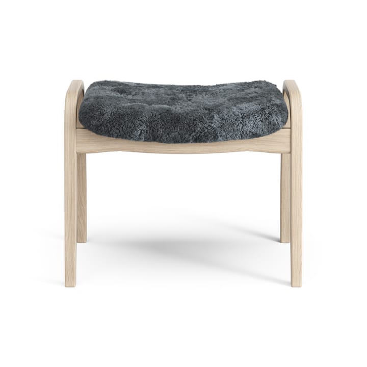 Lamino voetenbankje Eik wit gepigmenteerd / schapenvacht, Charcoal (donkergrijs) Swedese