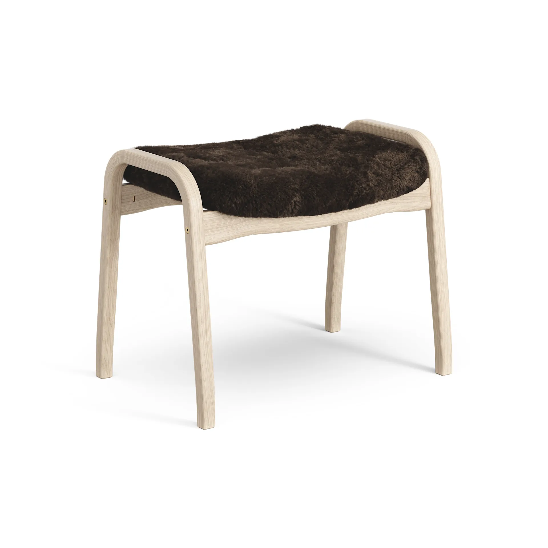 Lamino voetenbankje Eik wit gepigmenteerd / schapenvacht, Espresso (bruin) Swedese