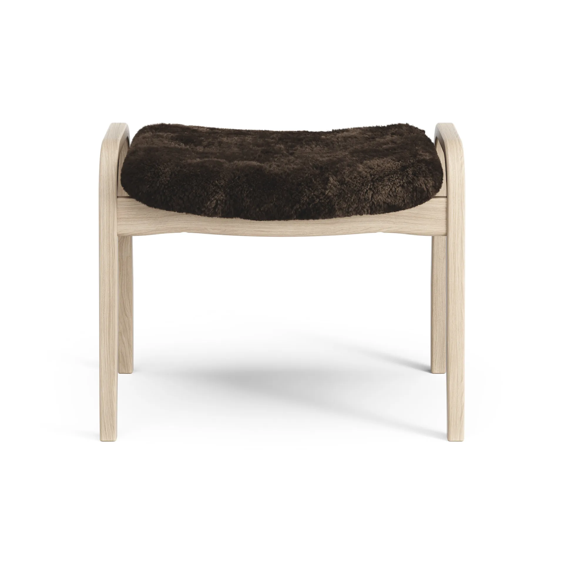 Lamino voetenbankje Eik wit gepigmenteerd / schapenvacht, Espresso (bruin) Swedese