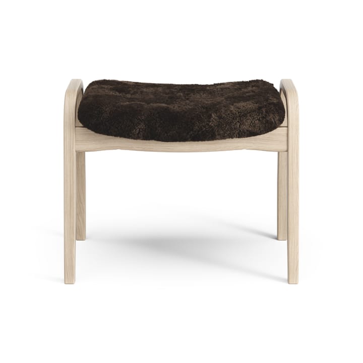Lamino voetenbankje Eik wit gepigmenteerd / schapenvacht, Espresso (bruin) Swedese