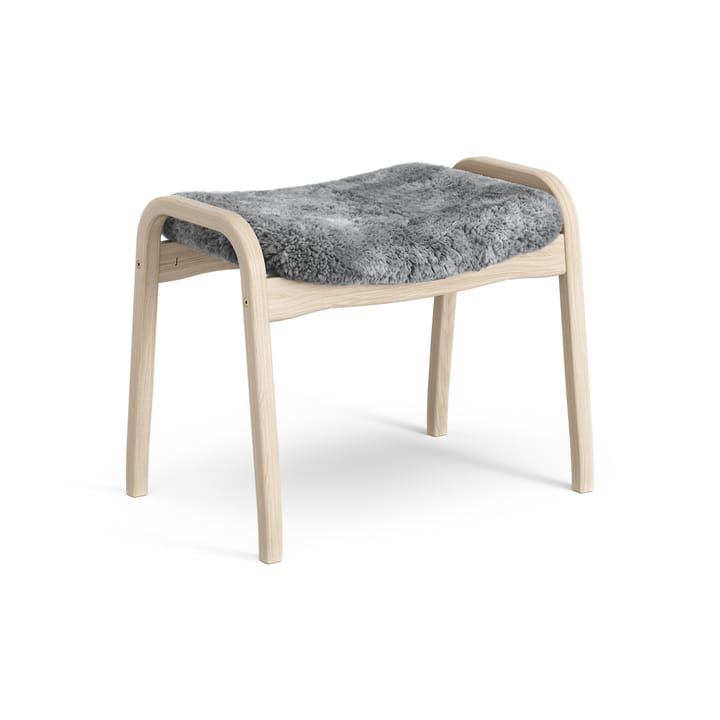 Lamino voetenbankje Eik wit gepigmenteerd / schapenvacht, Scandinavian Grey (grijs) Swedese