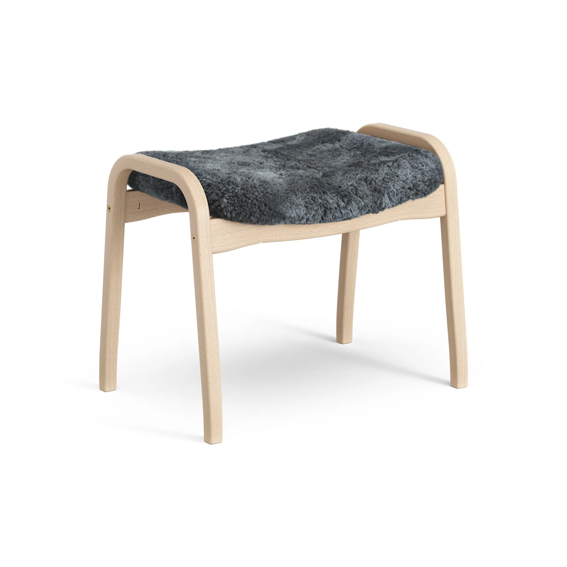Lamino voetenbankje gelakt Beuk/schapenvacht, Charcoal (donkergrijs) Swedese