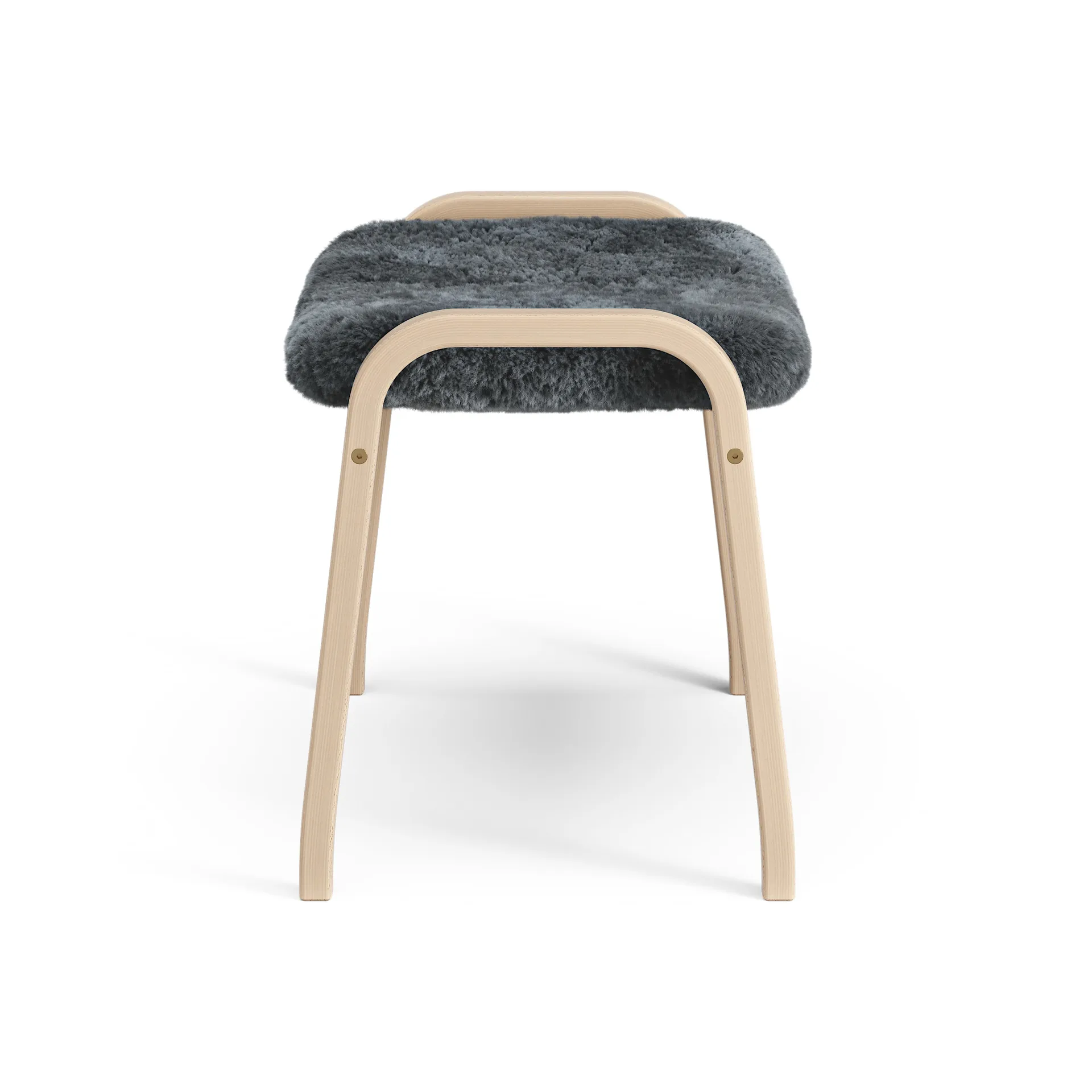 Lamino voetenbankje gelakt Beuk/schapenvacht, Charcoal (donkergrijs) Swedese