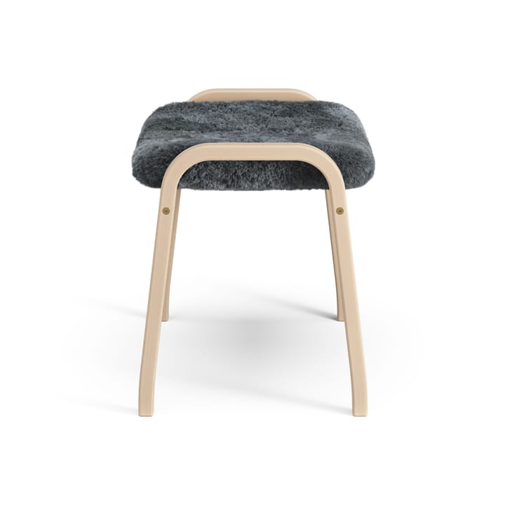 Lamino voetenbankje gelakt Beuk/schapenvacht, Charcoal (donkergrijs) Swedese