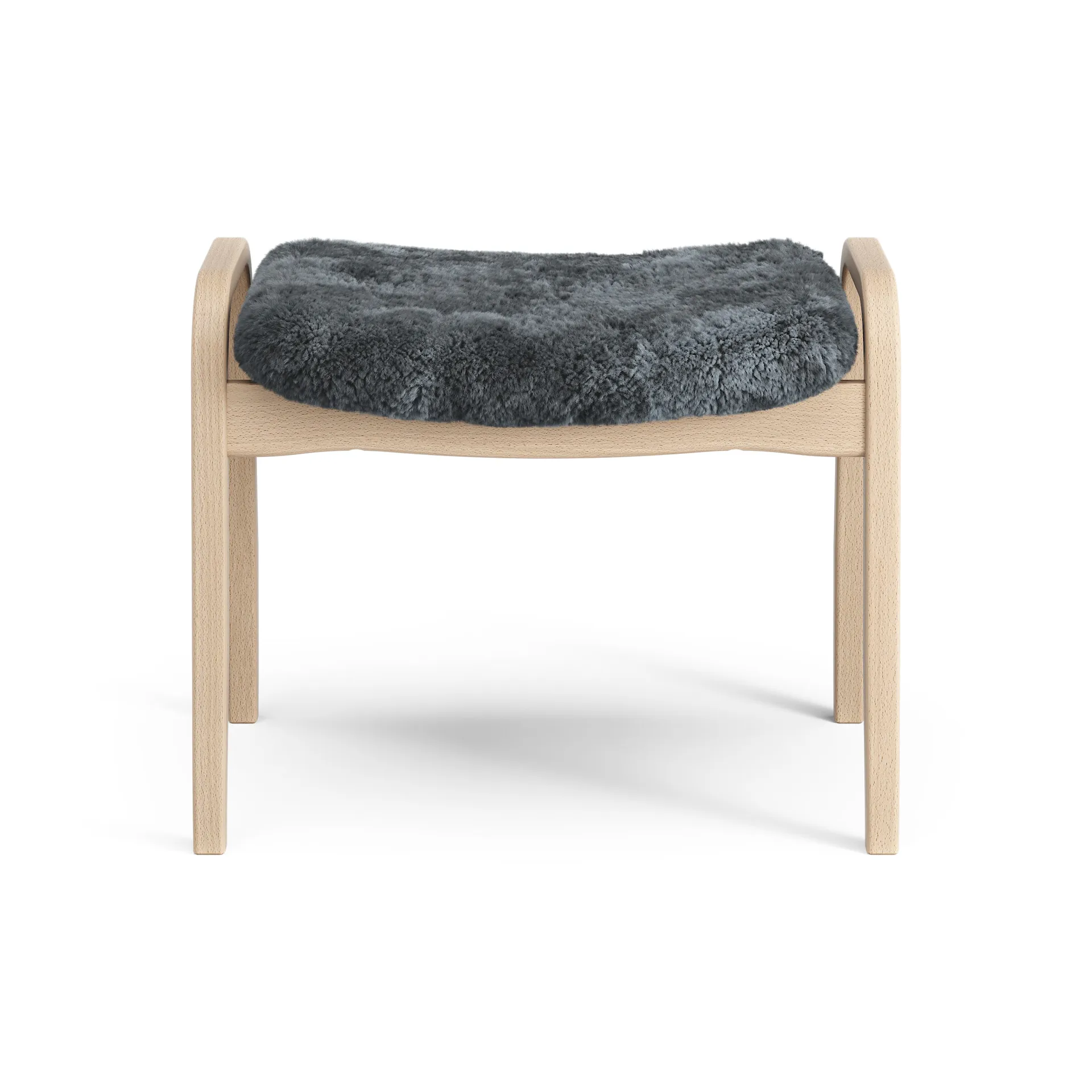 Lamino voetenbankje gelakt Beuk/schapenvacht, Charcoal (donkergrijs) Swedese