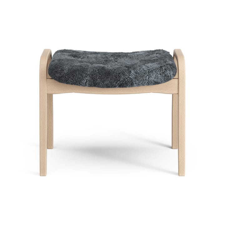 Lamino voetenbankje gelakt Beuk/schapenvacht, Charcoal (donkergrijs) Swedese