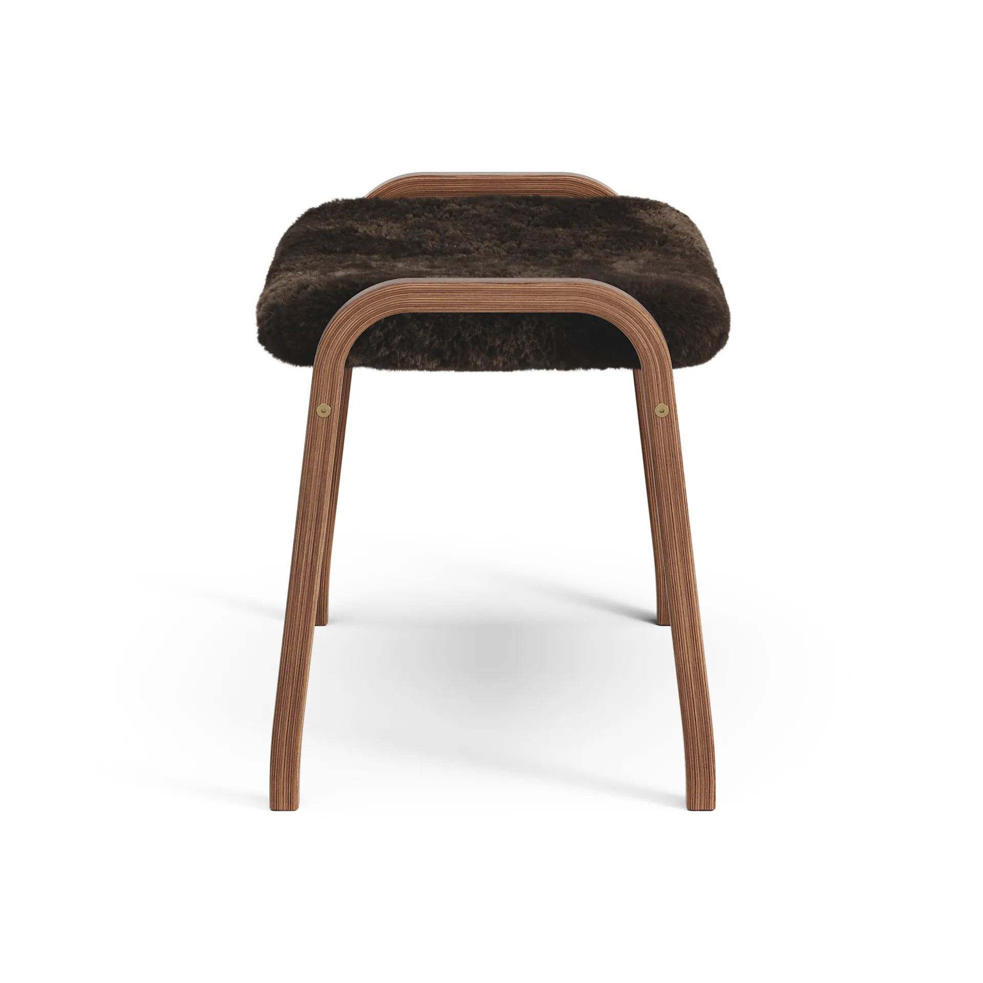 Lamino voetenbankje Walnoot geolied/schapenvacht, Espresso (bruin) Swedese