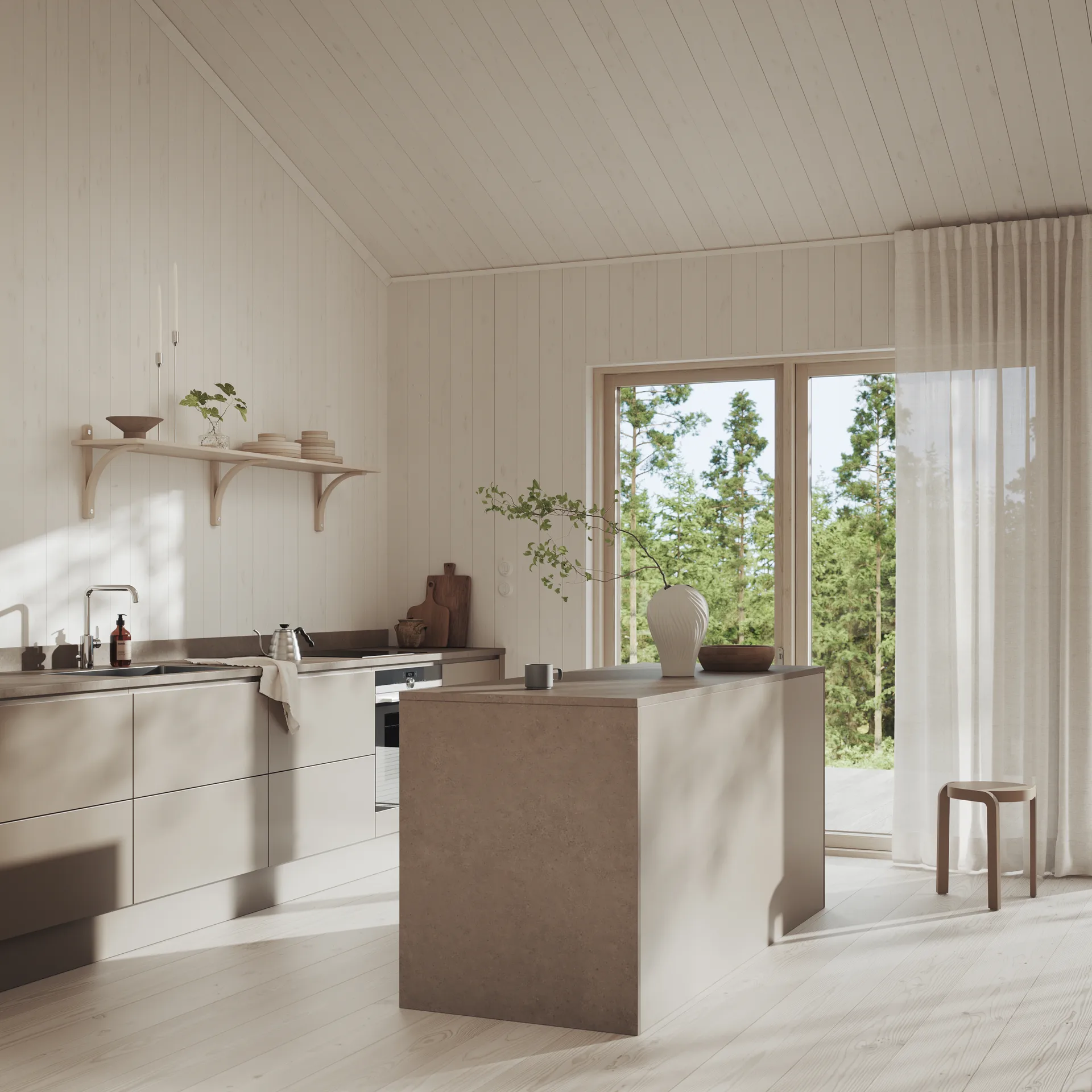 Levi plank, Wit essenhout-roestvrijstaal,2 planken,90 cm Swedese