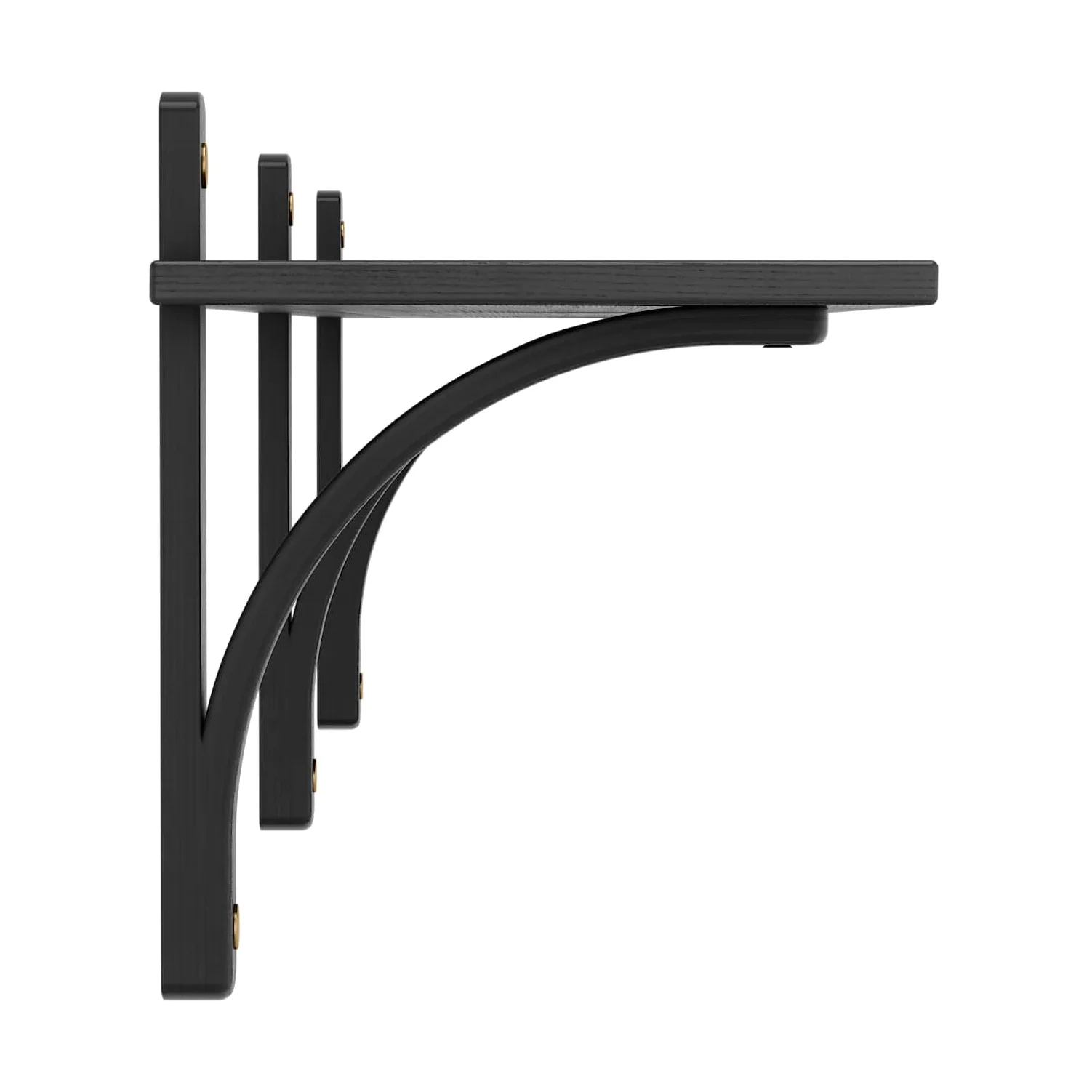 Levi plankrek 1 plank, Zwartgebeitst essen-messing, 180 cm Swedese