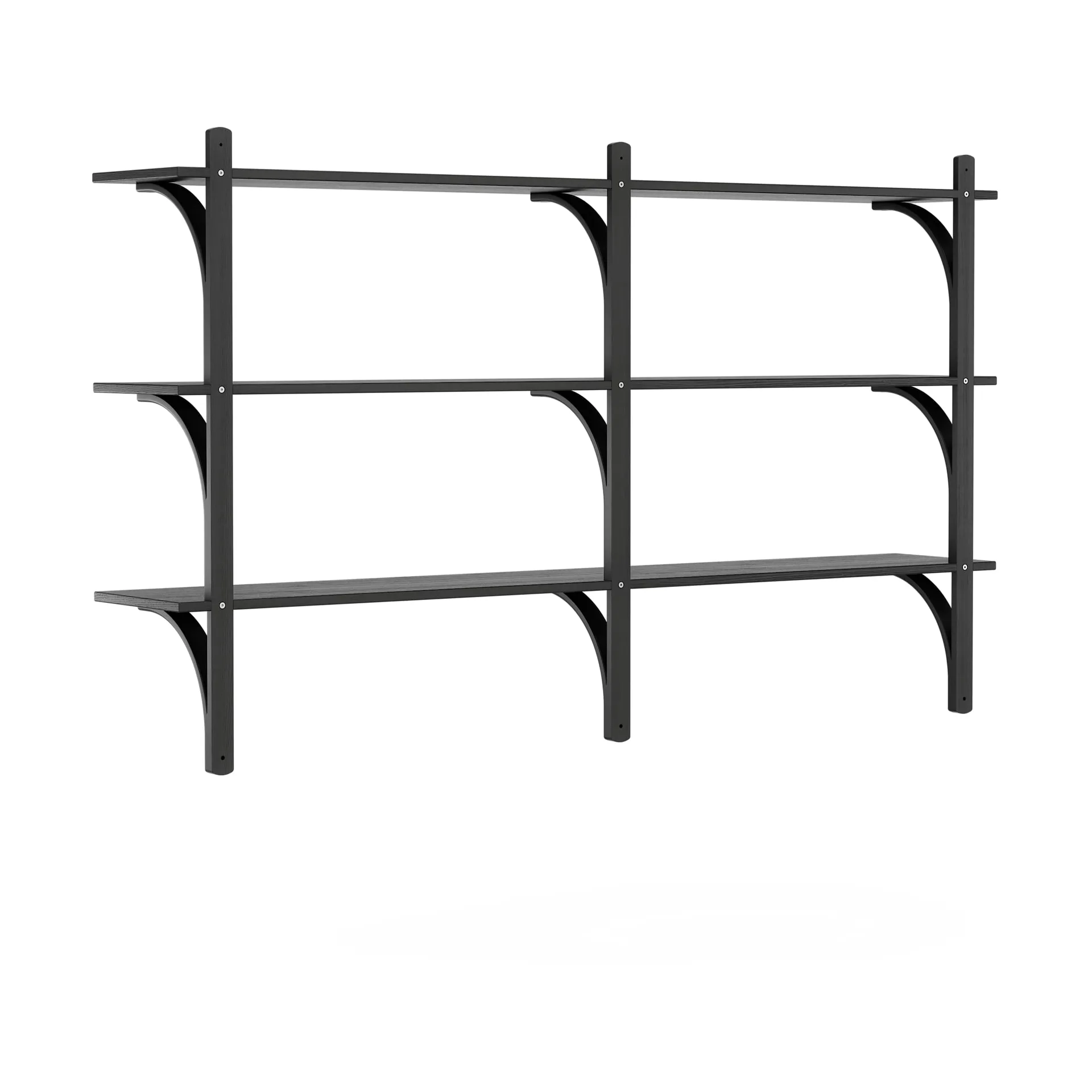 Levi plankrek 3 planken, Zwartgebeitst essen-messing, 180 cm Swedese