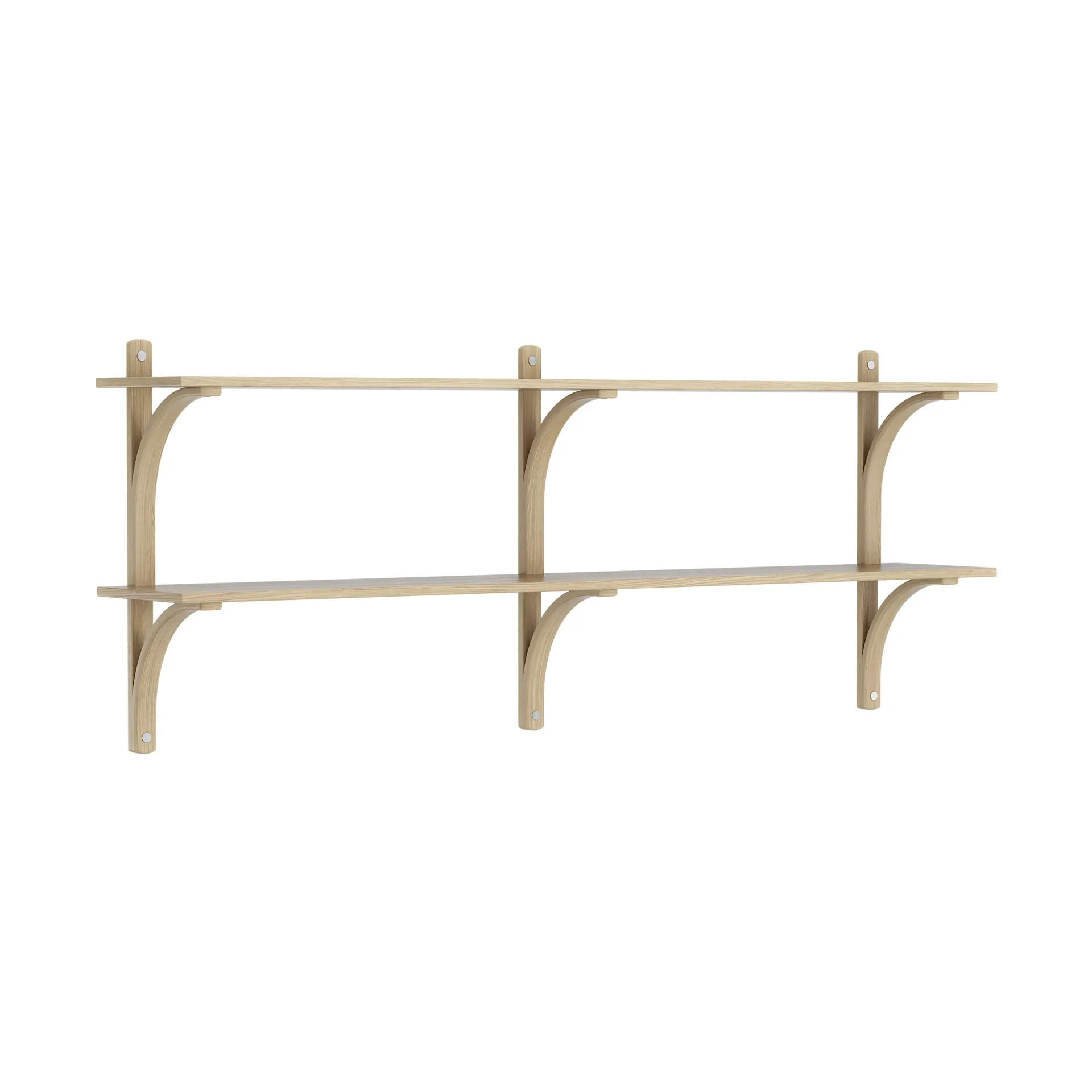 Levi wandplank, Gelakt eiken-roestvrijstaal,2 planken,180 cm Swedese