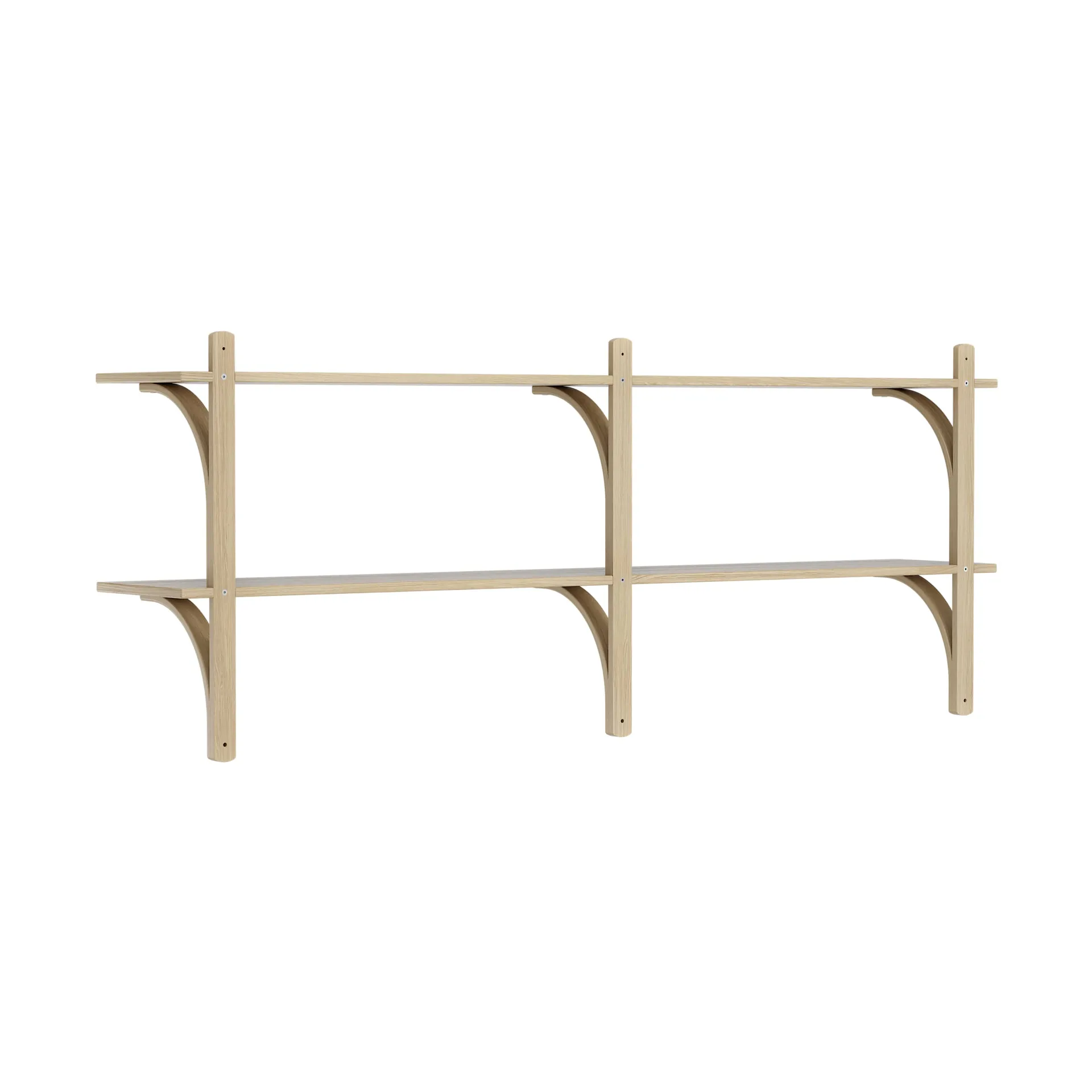 Levi wandplank, Gelakt eiken-roestvrijstaal,2 planken,180 cm Swedese