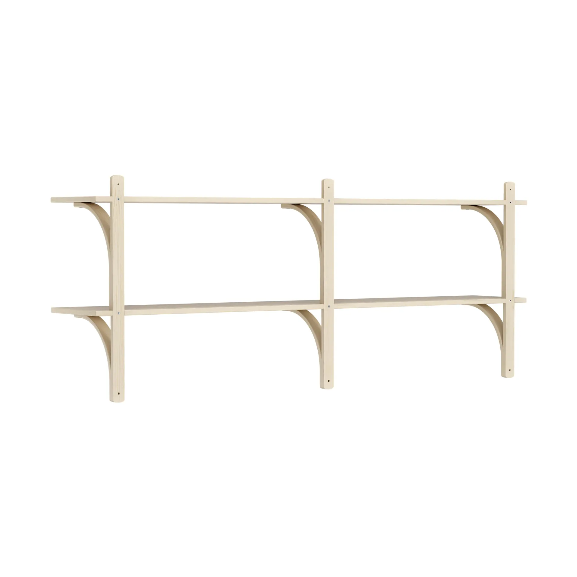 Levi wandplank, Gelakt essenhout-messing,2 planken,180 cm Swedese