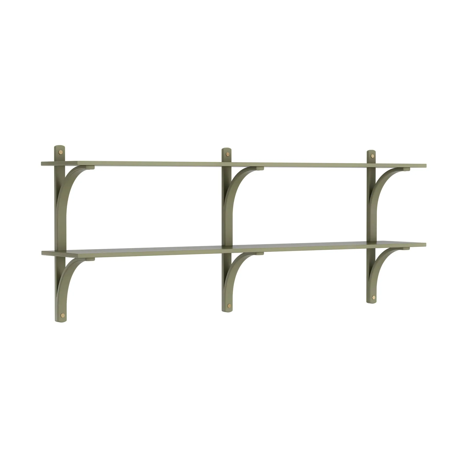 Levi wandplank, Mosgroen-messing,2 planken,180 cm Swedese