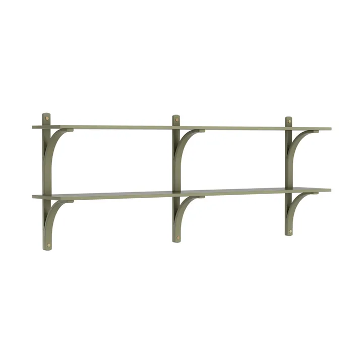 Levi wandplank - Mosgroen-messing,2 planken,180 cm - Swedese