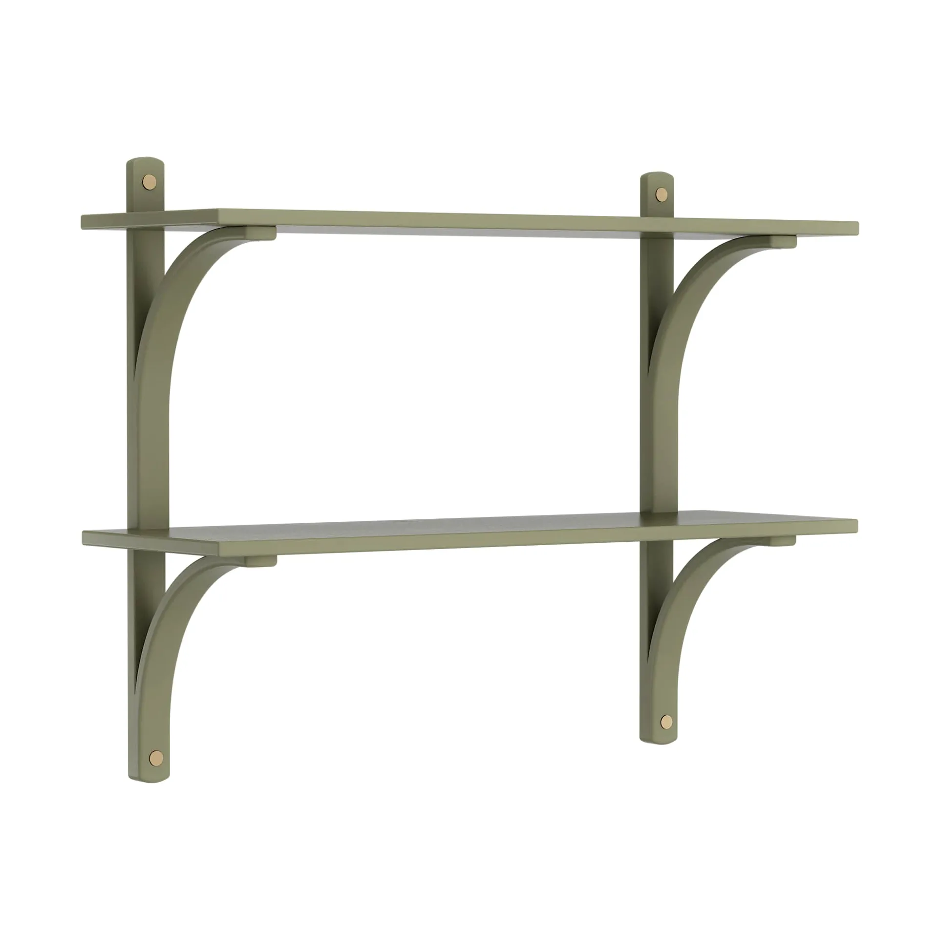 Levi wandplank, Mosgroen-messing,2 planken,90 cm Swedese