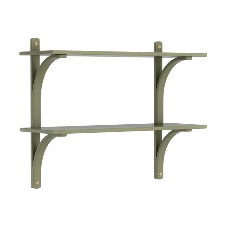 Levi wandplank - Mosgroen-messing,2 planken,90 cm - Swedese