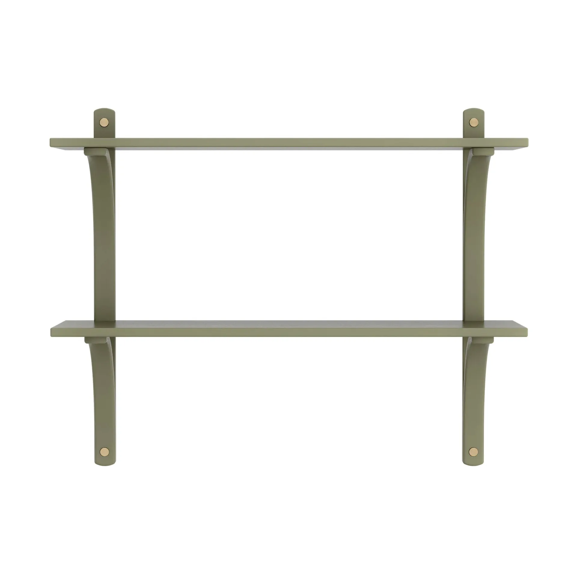 Levi wandplank, Mosgroen-messing,2 planken,90 cm Swedese