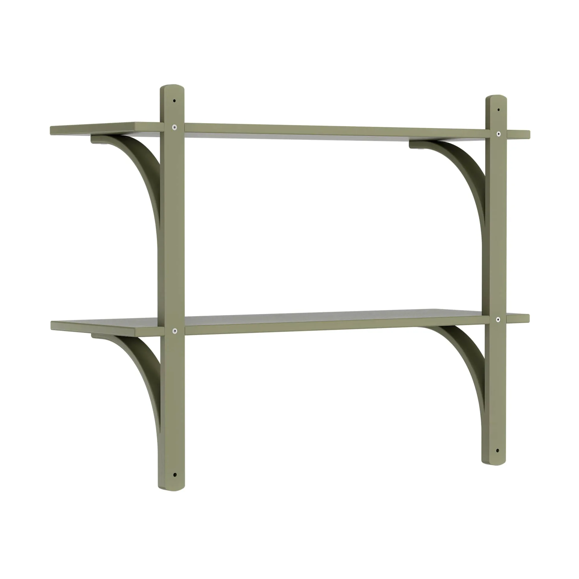 Levi wandplank, Mosgroen-messing,2 planken,90 cm Swedese