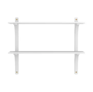Levi wandplank - Wit essenhout-messing,2 planken,90 cm - Swedese