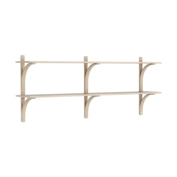 Levi wandplank - Witgepigmenteerd eiken-roestvrijstaal,2 planken,180 cm - Swedese