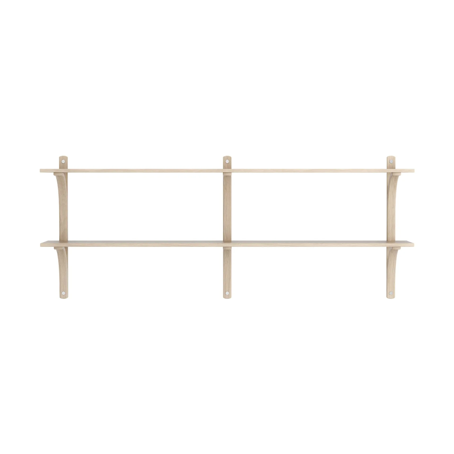 Levi wandplank, Witgepigmenteerd eiken-roestvrijstaal,2 planken,180 cm Swedese