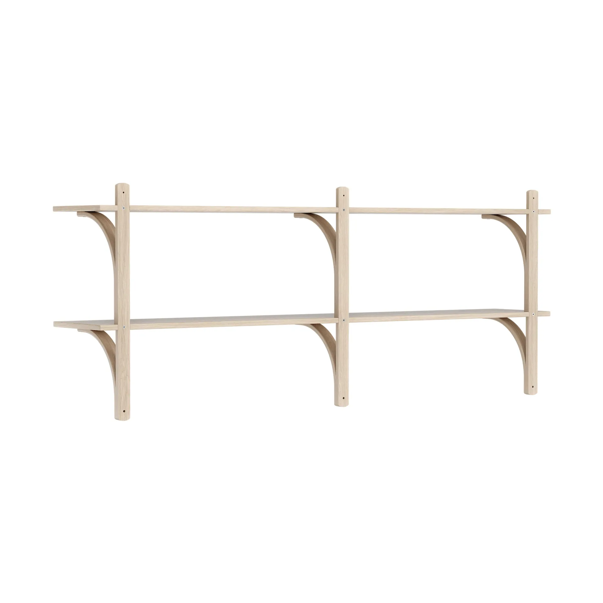 Levi wandplank, Witgepigmenteerd eiken-roestvrijstaal,2 planken,180 cm Swedese