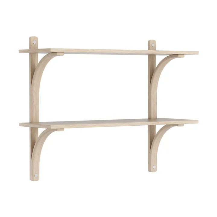 Levi wandplank - Witgepigmenteerd eiken-roestvrijstaal,2 planken,90 cm - Swedese