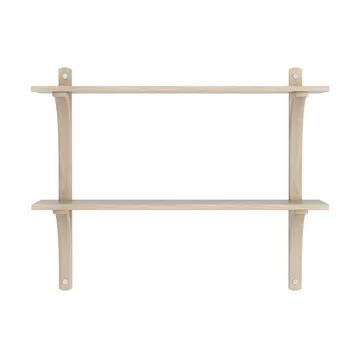 Levi wandplank - Witgepigmenteerd eiken-roestvrijstaal,2 planken,90 cm - Swedese