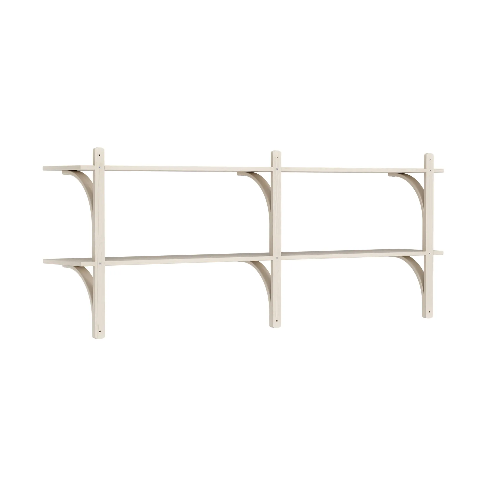 Levi wandplank, Witgepigmenteerd essenhout-messing,2 planken,180 cm Swedese