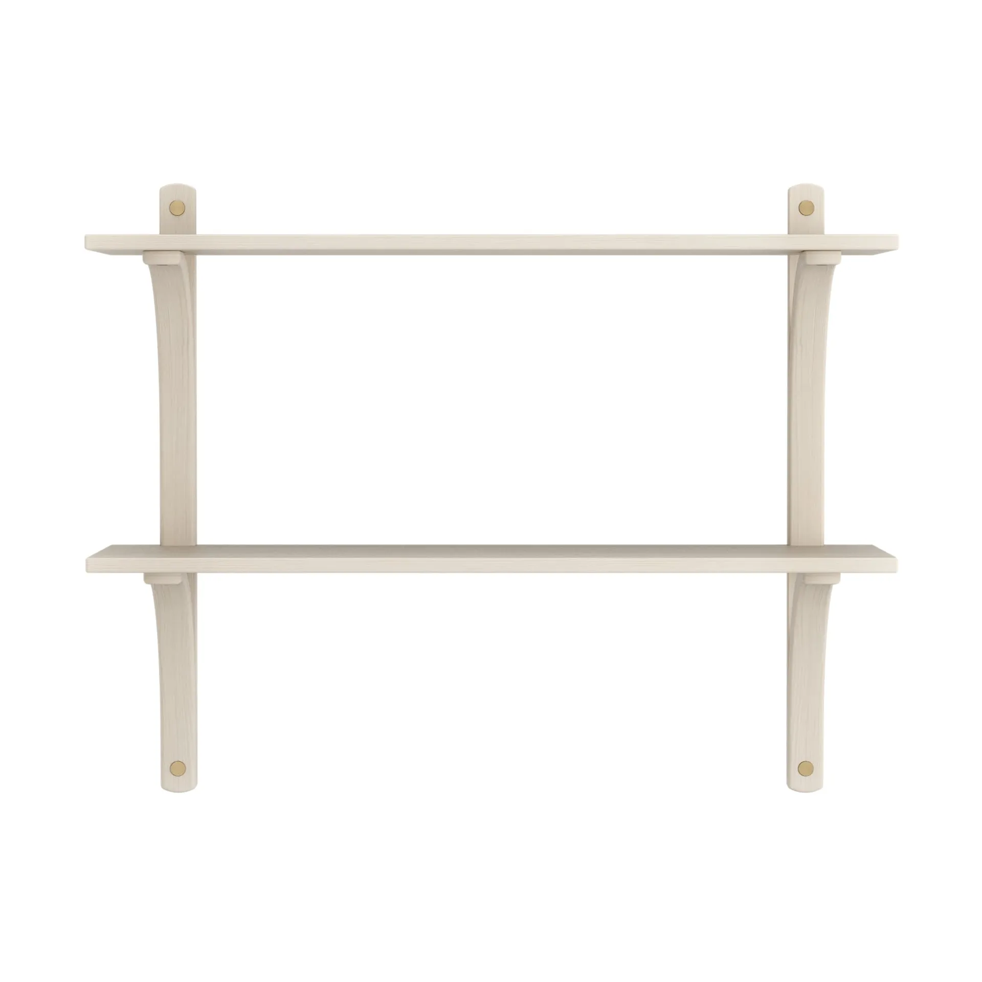 Levi wandplank, Witgepigmenteerd essenhout-messing,2 planken,90 cm Swedese