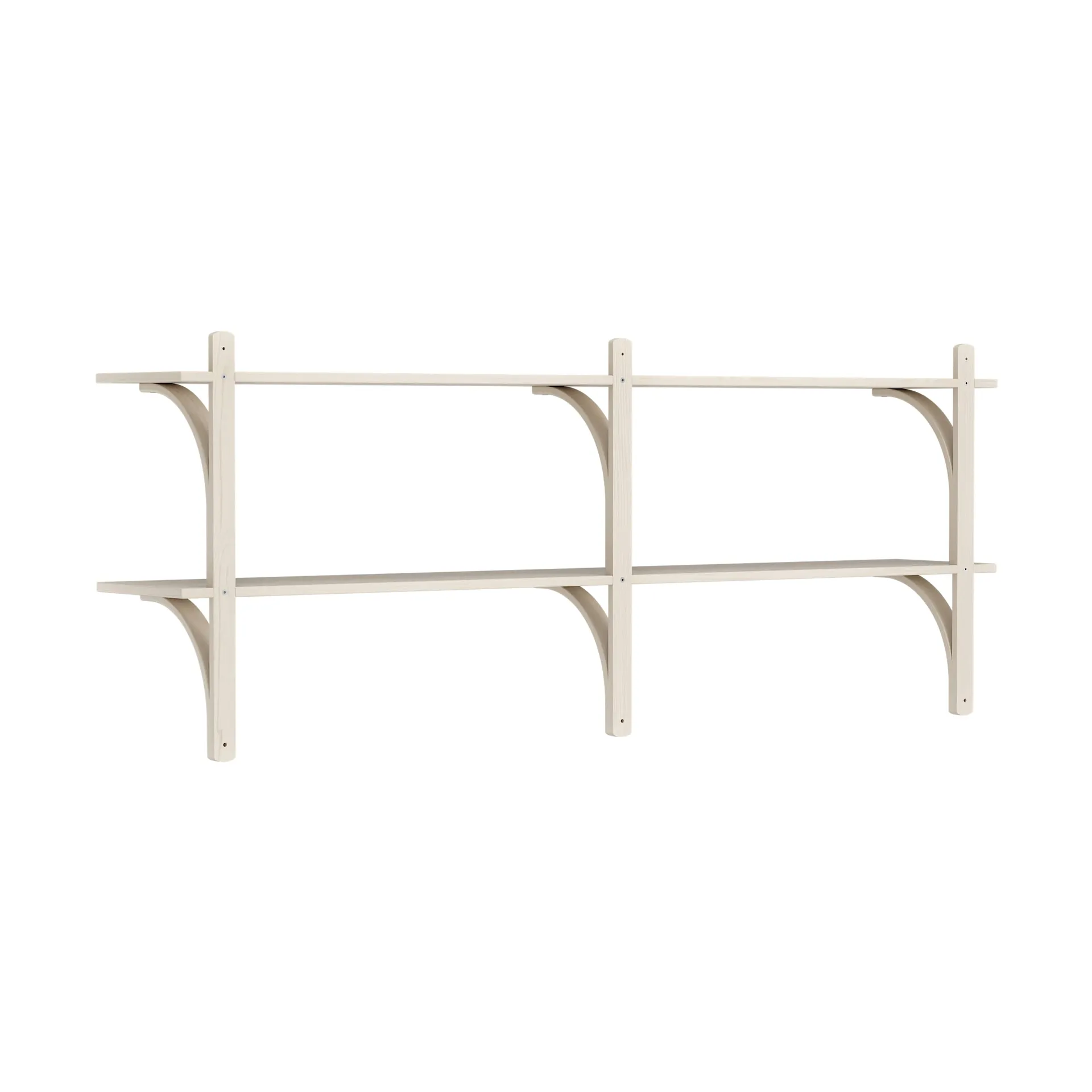 Levi wandplank, Witgepigmenteerd essenhout-roestvrijstaal,2 planken,180 cm Swedese