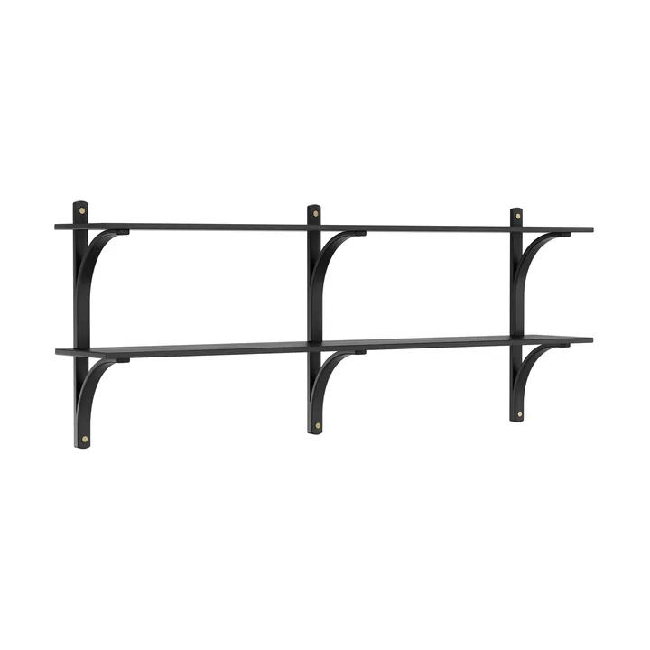 Levi wandplank - Zwart essenhout-messing,2 planken,180 cm - Swedese