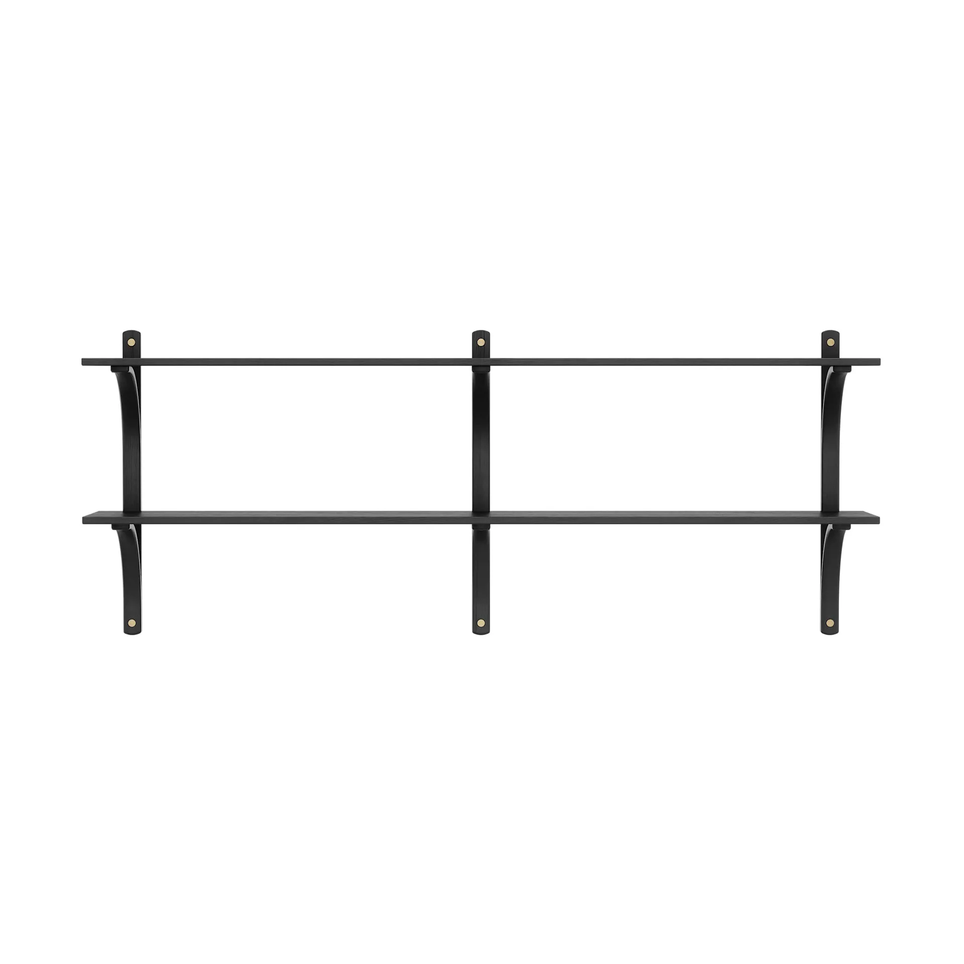 Levi wandplank, Zwart essenhout-messing,2 planken,180 cm Swedese