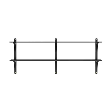 Levi wandplank - Zwart essenhout-messing,2 planken,180 cm - Swedese