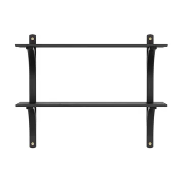 Levi wandplank - Zwart essenhout-messing,2 planken,90 cm - Swedese