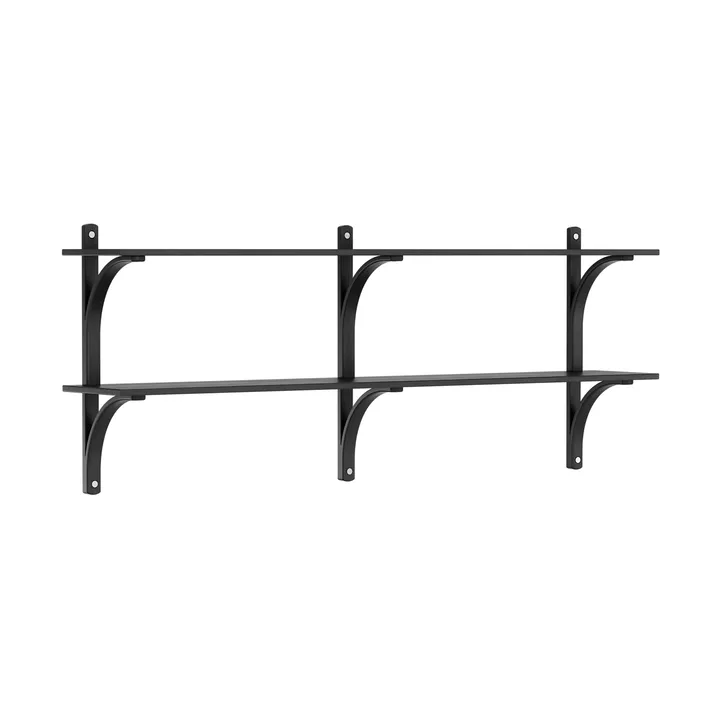 Levi wandplank - Zwart essenhout-roestvrijstaal,2 planken,180 cm - Swedese