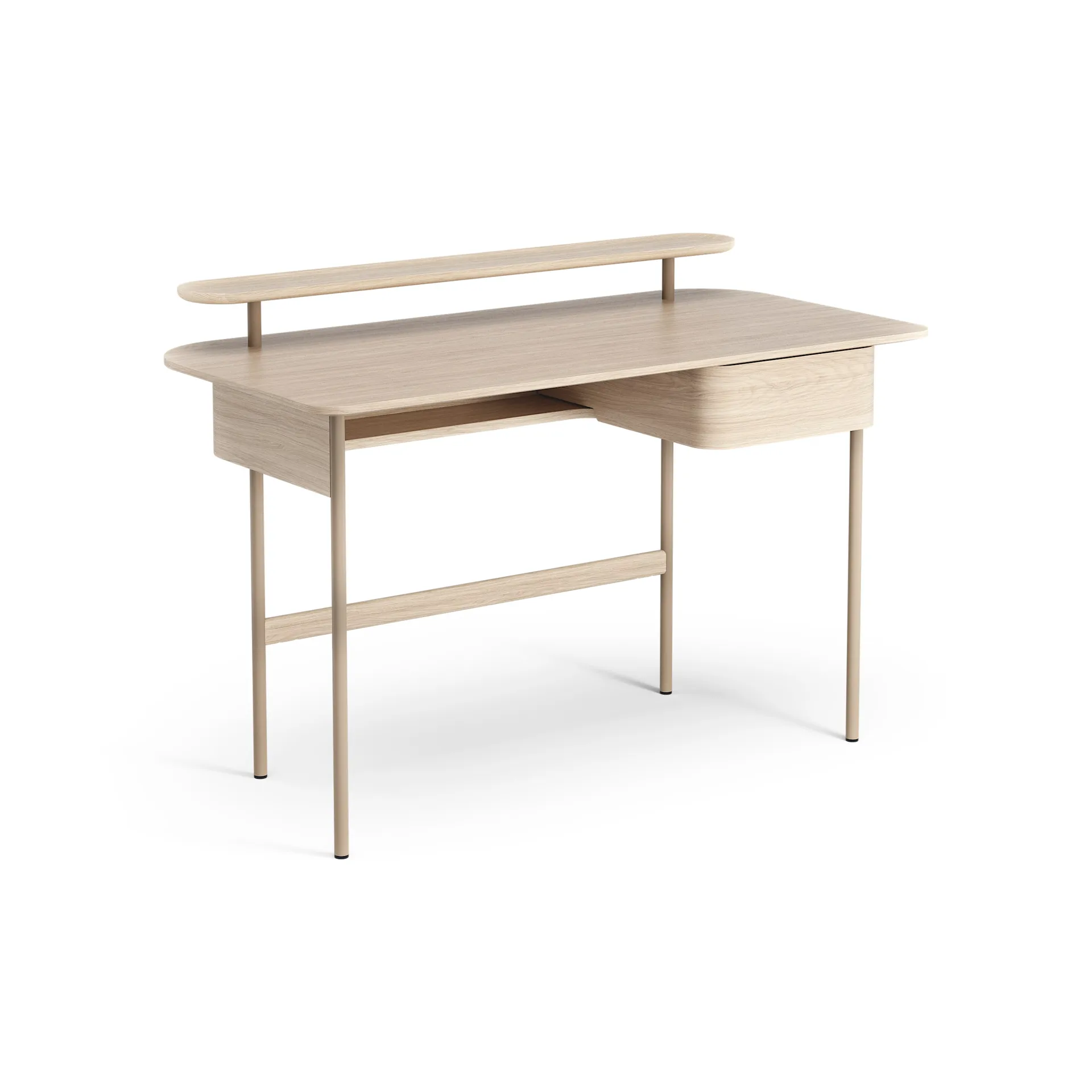 Luna bureau met lade en plank, Eikenhout wit gepigmenteerd Swedese