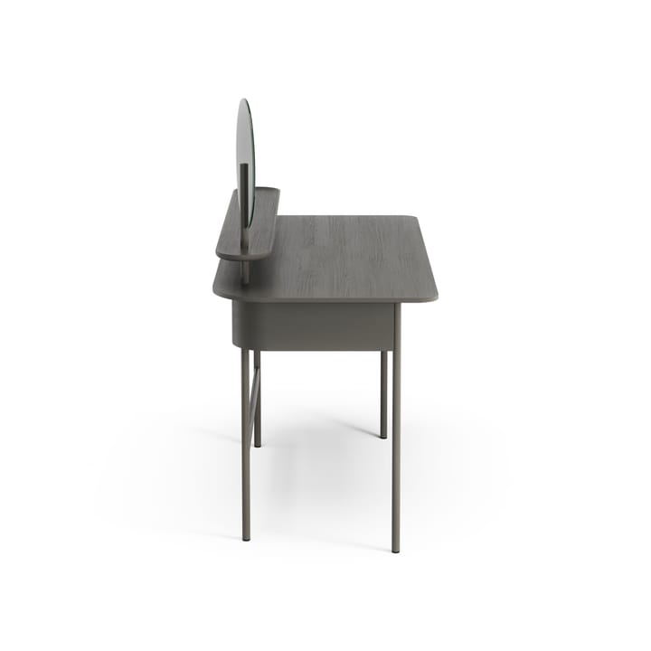 Luna bureau met lade, plank en spiegel, Eiken orkaangrijs Swedese