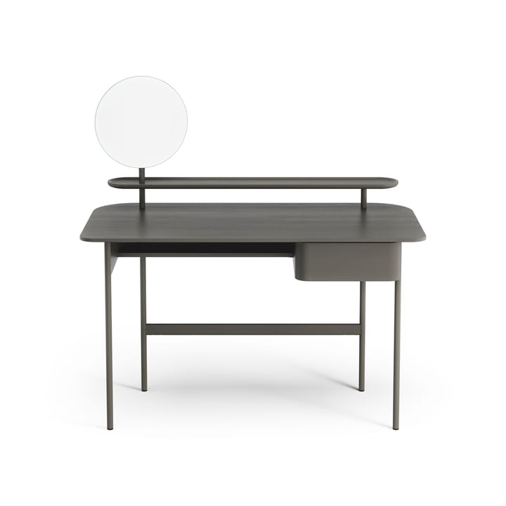 Luna bureau met lade, plank en spiegel, Eiken orkaangrijs Swedese