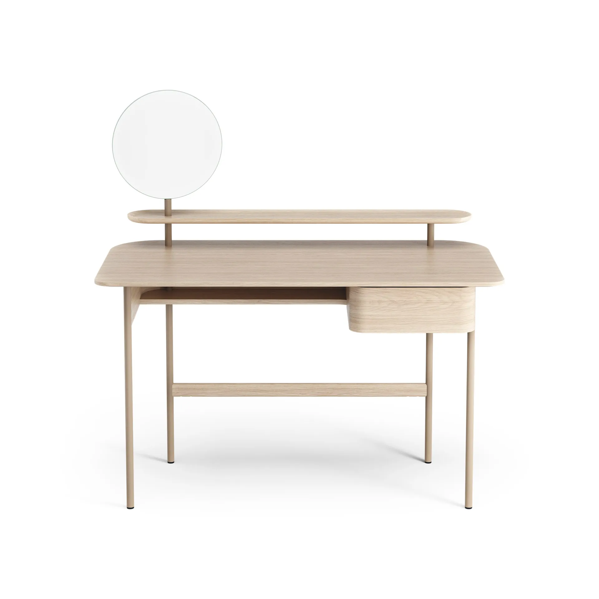 Luna bureau met lade, plank en spiegel, Eikenhout wit gepigmenteerd Swedese
