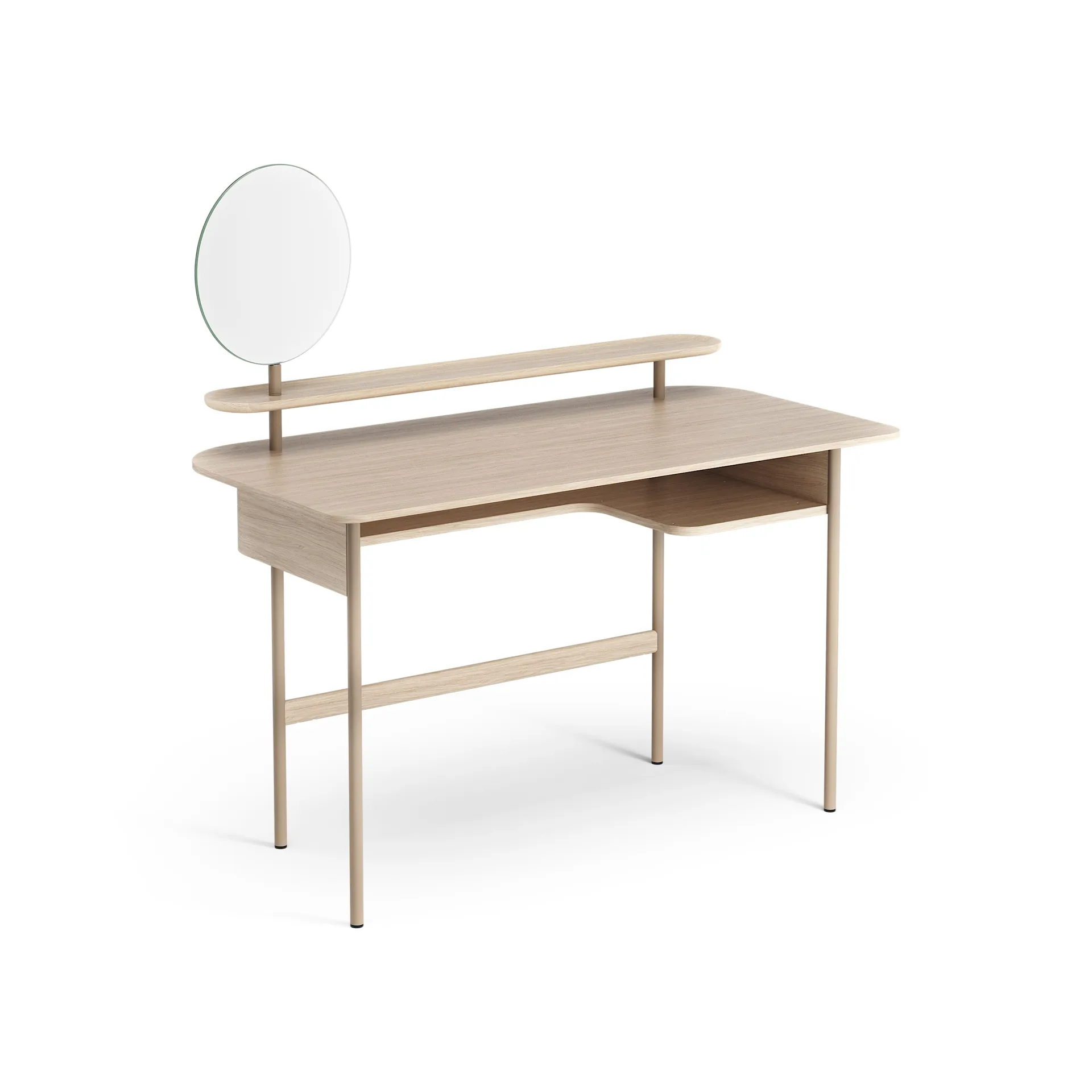 Luna bureau met plank en spiegel, Eikenhout wit gepigmenteerd Swedese