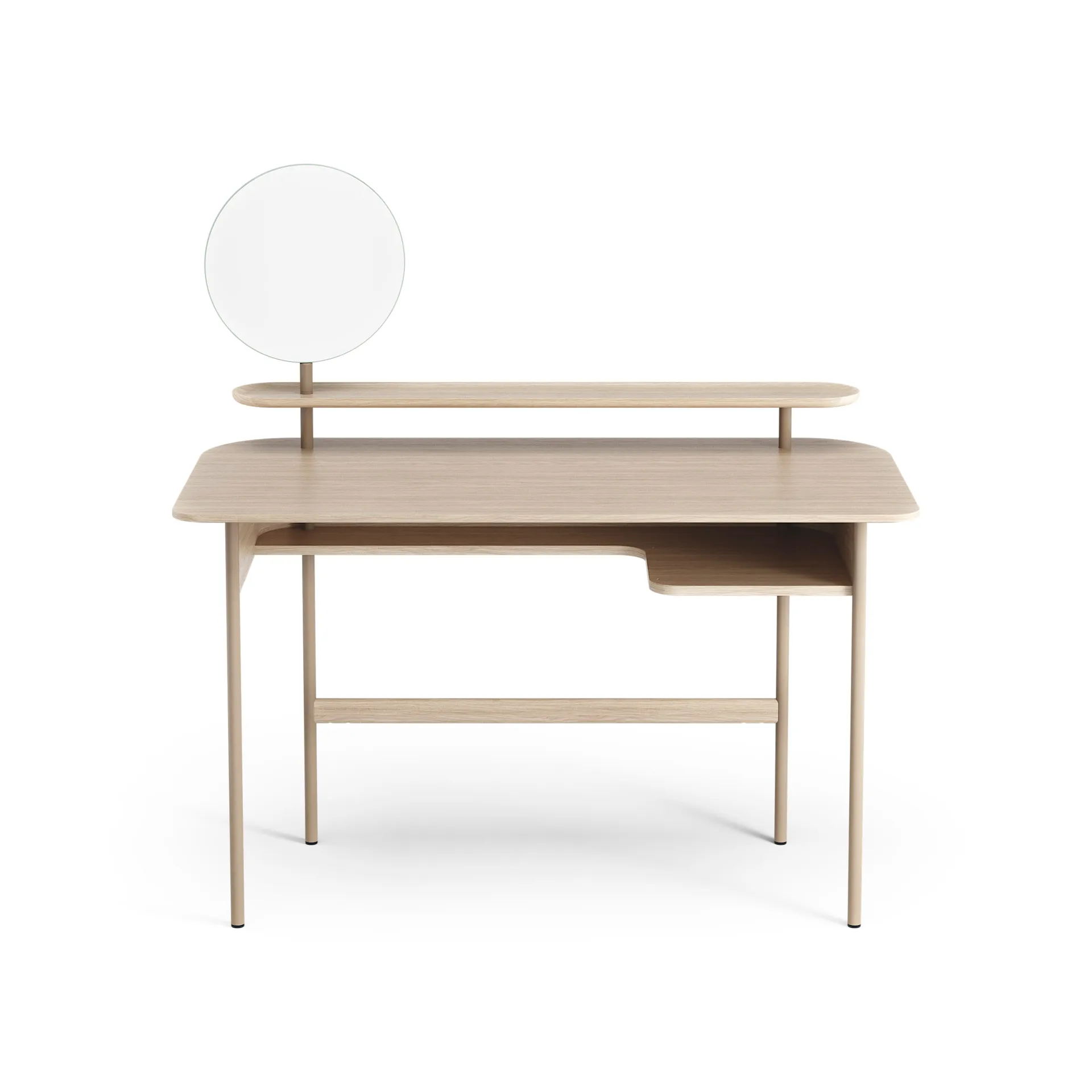 Luna bureau met plank en spiegel, Eikenhout wit gepigmenteerd Swedese